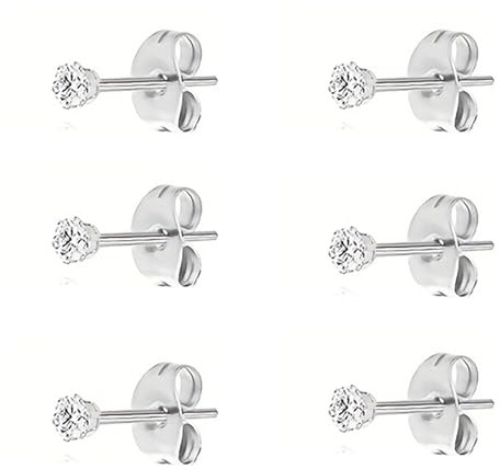 woman stud 6PCS Small Cubic Zirconia Diamond Earring Stainless Steel Comfortable Cartilage Sleeper Earring Stud Set