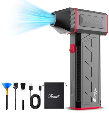 Rosewill Electric Air Duster - 120,000 RPM Super Power Cordless Compressed Air Duster, 3-Gear Adjustable Mini Blower with Fast Charging, Dust Blower for Computer, Keyboard, Pet, House, Outdoor and Car