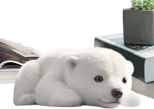 Generisch Eisbär Plüschtier, Weicher Gefüllter Eisbär Dekoration | Interaktives, realistisches weißes Plüschtiers, Emotionaler Begleiter Für Zuhause Erwachsene Kinder Schlafen Alltag Geburtstag Deko