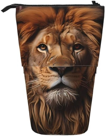 The Lion's Gaze Trousse à crayons extensible en tissu Oxford multi-design réglable en hauteur