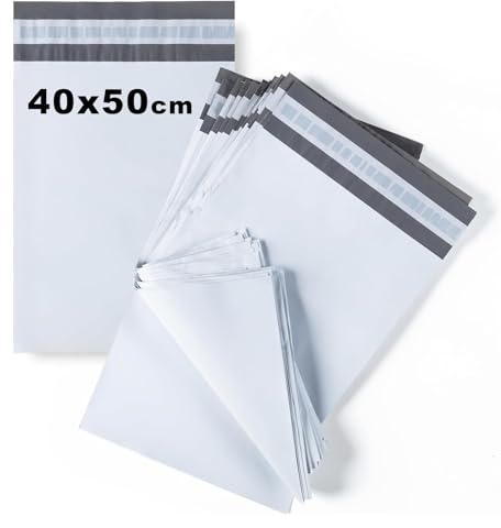 Nic&Co Bolsas de Envío Plástico, Blanco, 40x50cm, con Cierre Adhesivo Seguro, Impermeables, Gran Resistencia