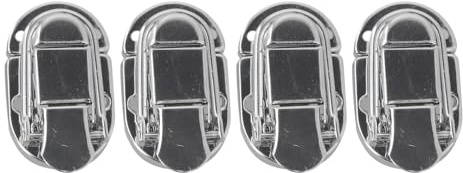 Homeponnew Lot de 4 fermoirs à loquet vintage en métal pour boucle à bascule, fermeture en fer pour boîte à bijoux, valise, bagages, meubles – Jaune et argenté