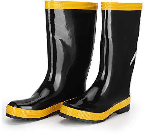 Dioche Fire Fighting Rescue Boots Non Slip Rubber Safety Shoes with Steel Plate Puncture Proof Water proof Anti Base Voltage for Firefighters Workers Mining Forest (44)