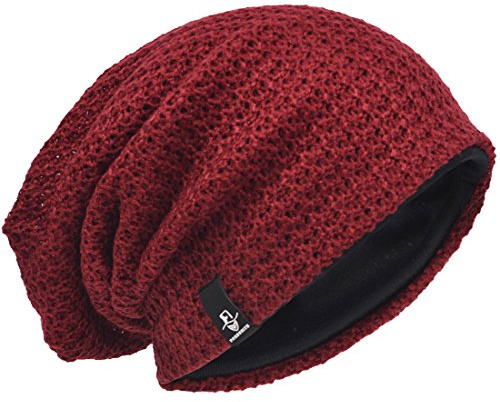VECRY Men's Slouchy Beanie Knit Rasta Skull Cap for Summer Winter (Claret)