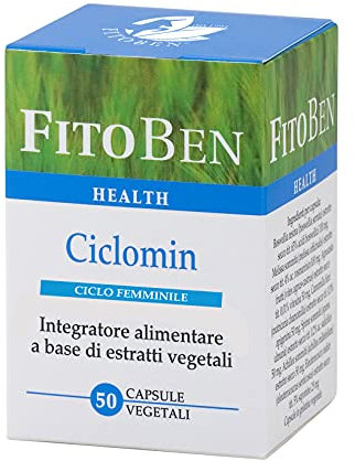 Fitoben | Ciclomin Integratore Naturale per Favorire il Benessere durante il Ciclo Mestruale. Con Agnocasto, Melissa, Boswellia e Camomilla. 50 Capsule Vegetali.
