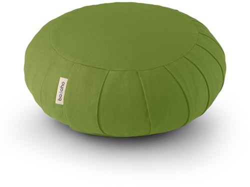 basaho CLASSIC Zafu Cuscino da Meditazione | Cotone Organico | Gusci di Grano Saraceno | Rivestimento Lavabile Rimovibile (Foglia)