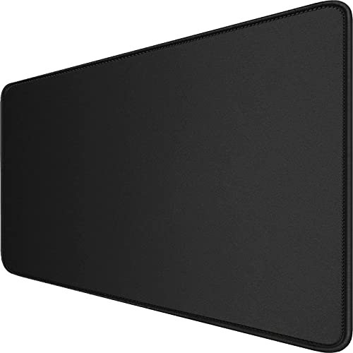 Hsmienk Large Extended Gaming Mouse Pad with Stitched Edges, (31.5X15.7In) Durable Non-Slip Natural Rubber Base, Waterproof Computer Keyboard Pad Mat for Esports Pros/Gamer/Desktop/Office/Home-Black