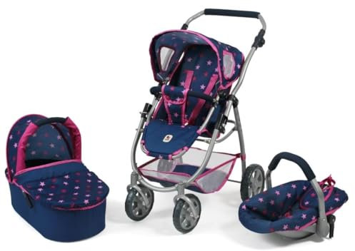 Bayer Chic 2000 637-72 Kombi-Puppenwagen Emotion 3-in-1 All In, Stars Navy
