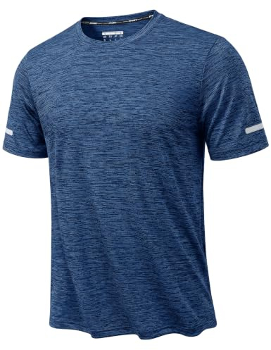 KEFITEVD Maglietta da allenamento da uomo, a maniche corte, ad asciugatura rapida, traspirante, funzionale, scollo rotondo, mélange, maglietta sportiva leggera estiva