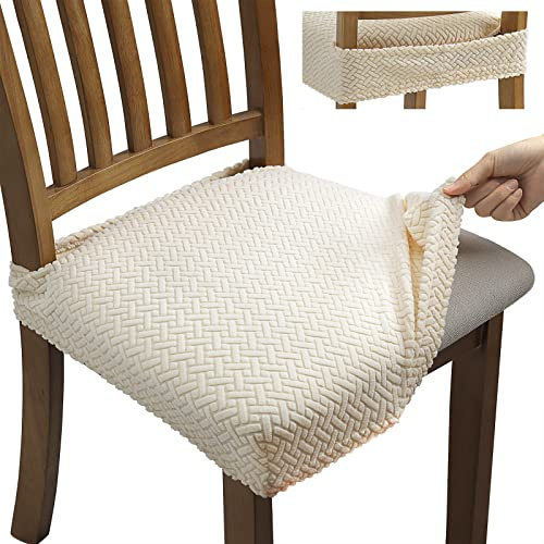 Fuloon Fundas para Sillas, Pack de 4 Fundas Sillas Comedor,Fundas Protectoras para Sillas Elasticas,Funda Asiento Silla Desmontables Lavables