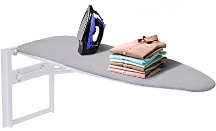 Ivation Wall-Mounted Ironing Board | Foldable 36.2” x 12.2”, Fold Down Ironing Station for Home, Apartment & Dorms, Easy-Release Lever, Removable Cotton Cover, Mounting Hardware Included