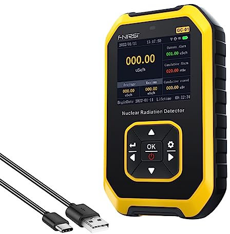 Compteur Geiger Détecteur de Radiations Nucléaires Geevorks Moniteur Beta Gamma Rayons X | 0,01 μSv/h-1 000 μSv/h | 3 modes d'alarme | Testeur de rayons X, γ et β avec écran LCD