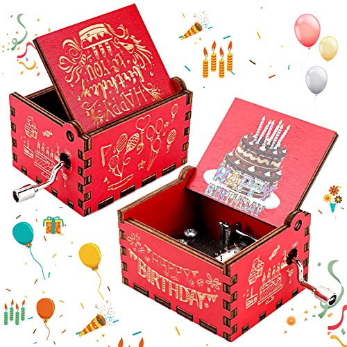 Cobee Happy Birthday Handkurbel Spieluhr, Mini Holz Spieluhr Bunte Handkurbel Vintage Gravur Spieluhren handbetriebenes Geburtstagsgeschenk für Familie Freund Liebhaber Kollegen Klassenkamerad