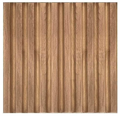 3D Paneele PVC Kunststoffpaneele Wandpaneele Holzimitat Wand Decke 3D Optik Holz Lamellen (20) PVC 3D Platten, D167 Braun