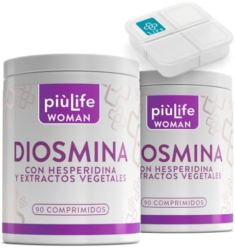 Diosmina Hesperidina 1000mg PiùLife, 180 Comprimidos | Con Castaño de Indias, Centella Asiática, Rusco, Bromelina, Fórmula para Circulacion Piernas y Piernas Cansadas