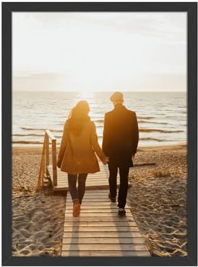 Beutrain 12x8 Photo Frame Black, Modern Aluminium Picture Frame, Wall Tabletop Photo Frames, Certificate Frames with Plexiglass Cover & Wall Hanging Hooks