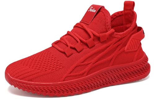 Mesh Sneakers Damen Laufschuhe Turnschuhe Walkingschuhe Atmungsaktiv Mesh Sportschuhe Leichte rutschfeste Tennisschuhe Workout Casual Gym Schuhe Jogging Schuhe Komfort Tennisschuhe, rot, 40 EU