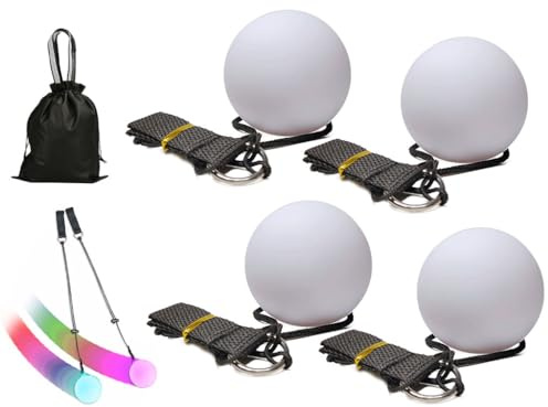 Hitopin 4 Piezas Juego de Bolas LED y POI, Bolas de Malabares Luminosas, para Bailar y Espectáculos de Luces, Carnaval
