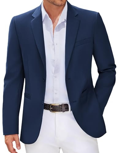 COOFANDY Men Casual Blazer Sport Coats Slim Fit Lightweight Business Two Button Suit Jackets Navy Blue