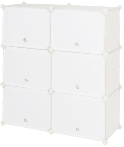 LEADZM Schuhregal Schuhschrank mit Türen aus Stahlrahmen und Kunststoff für Flur, Schlafzimmer, Eingangsbereich (Weiß, 2 Reihen 5 Etagen)