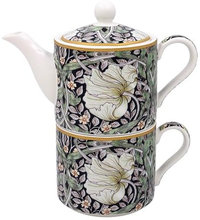 The Leonardo Collection William Morris Pimpernel Tea for One | Ceramic Teapot and Cup Set | Beautiful Gift for Office | Stylish Printed Teapot for Tea Enthusiasts, Mulitcolour