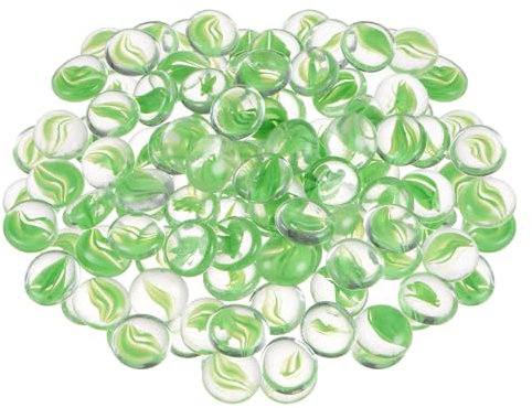 QUARKZMAN Perle di vetro da fuoco per focolare, rotonde, ghiaia, ciottoli, riempitivi per vasi di pesce, decorazione acquario, 1000 g/2,2 lbs, verde chiaro