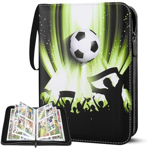 GOTDYBST Album Carte Calcio per 400 Carte (50 Pagine), Calcio Carte Album in PU Impermeabile, Libro di Collezionabili di Calcio con Maniglia, Compatibile con Tutte Figurine Calcio per Collettore