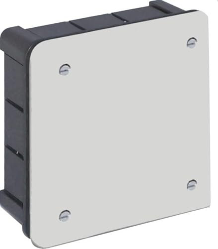 Boîte encastrée 200 x 200 mm avec couvercle et vis, idéale pour les connexions électriques et la distribution dans les installations.