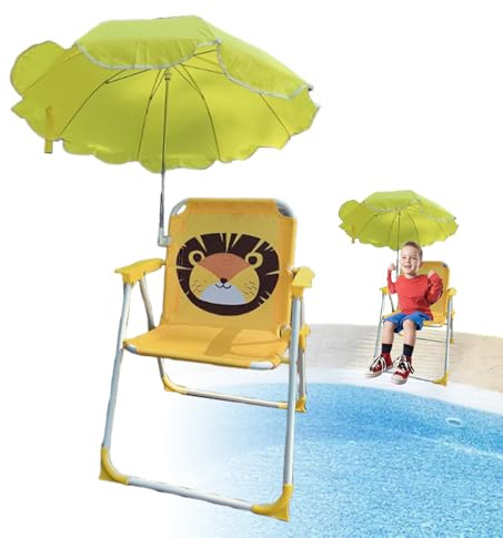 Rrlihjgu Chaise pour enfant avec parasol, chaise pliante pour gazon et camping avec protection solaire, siège coupe-vent avec pare-soleil pour activités extérieures en voyage et jardin