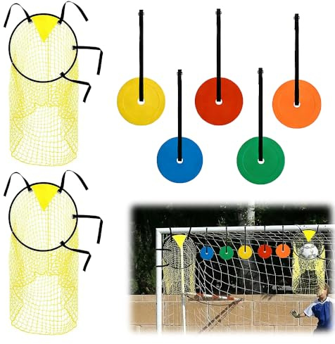 SKIKHN Filet de Cible de Football 2 Pièce, 45 x 60cm Filet Cible Football Pliable avec Sangles Réglables, Buts d'Entraînement pour Précision avec 5 Cible Mobile, pour Précision Cible pour Tirs