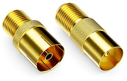 deleyCON SAT Adapter Set F-Stecker zum Antennenkabel F-Kupplung Koax-Kupplung F-Buchse auf 1x IEC Antennenstecker und 1x IEC Antennenbuchse