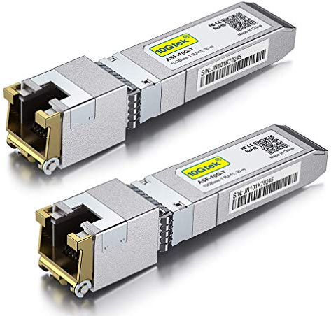 10Gtek 2-Stück 10Gb SFP+ auf RJ45 Modul 30-Meter, 10GBase-T Kupfer CAT.6a Transceiver Kompatibel für Cisco SFP-10G-T-S, Ubiquiti UniFi UF-RJ45-10G, MikroTik, Netgear, TP-Link, D-Link, Open Switch