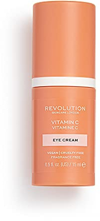 Revolution Skincare Crème pour les yeux à la vitamine C contenant de l'acide hyaluronique, éclaircit les cernes, vegan et sans cruauté, 15ml