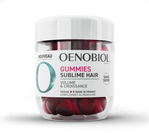 OENOBIOL GUMMIES Sublime hair - Favorise la croissance, Redonne du volume - Programme 1 mois - 60 Gummies - Arôme naturel cerise - Complément Alimentaire - Sans sucre - Vegan - Made in France