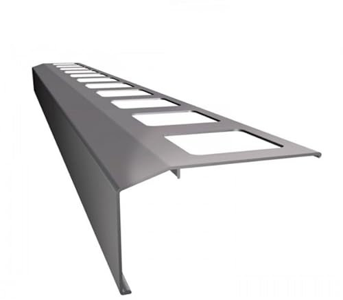 Renoplast® Profilo di gronda in alluminio K301 200cm Grigio | Finitura di terrazze balconi| Pavimenti in piastrelle su malta adesiva | Sistemi di drenaggio dell'acqua Profilo angolare | Anticorrosione