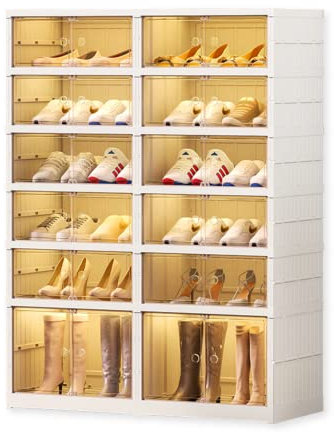 Zapatero Modular Plegable con Puerta Transparente, Armario para Zapatos. Organizador de Calzado Sin Instalación Resistente al Polvo. (6 Modulos Dobles-24 Pares)