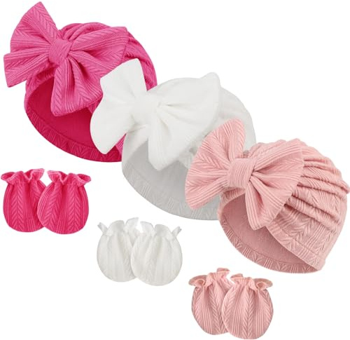 DRESHOW Sombreros y Gorras y Guantes para Bebé Recién Nacido Bebé Beanie Sombrero para Bebés Niñas Niños Gorros 0-6 Meses
