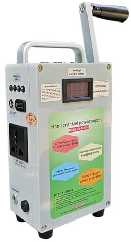 Générateur de Manivelle 150W, Générateur de Manivelle de Camping pour Téléphone Portable, Centrale électrique Portable avec Prises 220V DC12V USB Alimentation de Secours,110V