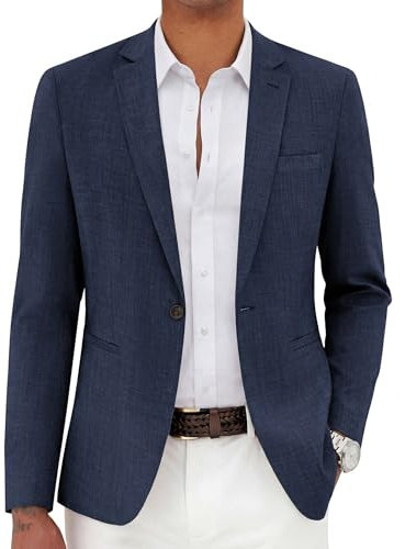 COOFANDY Men's Casual Blazer Slim Fit Lightweight Sport Coat One Button Suit Jacket, Navy Blue, 3XL