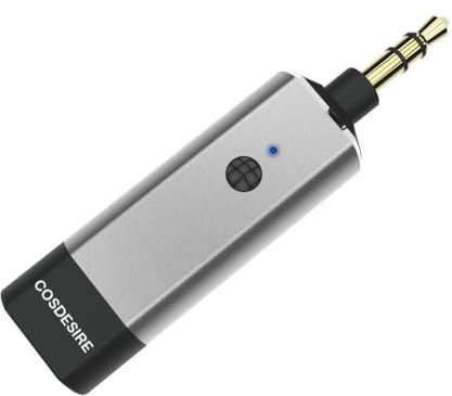 COSDESIRE Ricevitore Bluetooth con jack AUX da 3,5 mm e microfono incorporato, adattatore audio wireless portatile e kit per auto con amplificatore equalizzatore per cuffie cablate, altoparlanti,