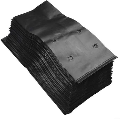 Besttoolifes 100Pcs Plastic Nursery Bags, Garden Starters Pouch For Growing Fruits Vegetables Plant Flowers, Thicken Plant Grow Bags With Breathable Holes(17x25cm)
