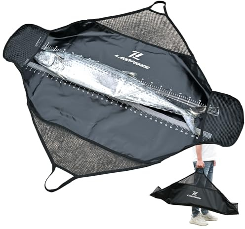 LEOFISHING Pesare torneo di pesca in borsa per pesci, borsa resistente per il trasporto dei pesci con manici in nylon resistenti e righello