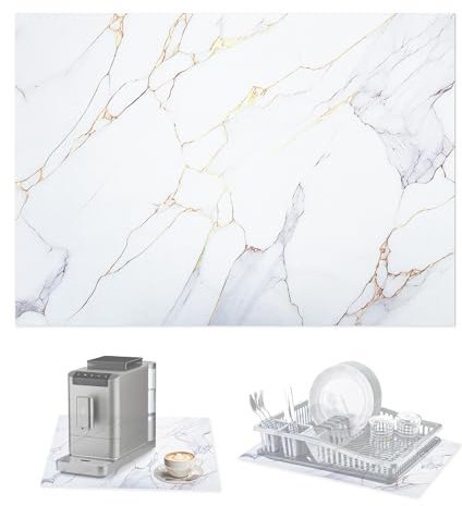 Abtropfmatte Geschirr, Kaffeemaschine Unterlage, Saugfähige Abtropfmatte für Die Küche, Geschirr Trockenmatte, Kaffeemaschinen-Barmatte, Wärmedämmende und VerbrüHungshemmende Saugmatte, 30*40cm