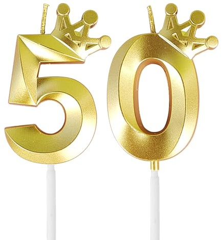 AIYONG Candelina Compleanno Numero 50 per Torta di Compleanno, Candela Numero 50, 50 Anni Candele di Compleanno per Torta, Compleanno Nozze Anniversario Celebrazione Forniture