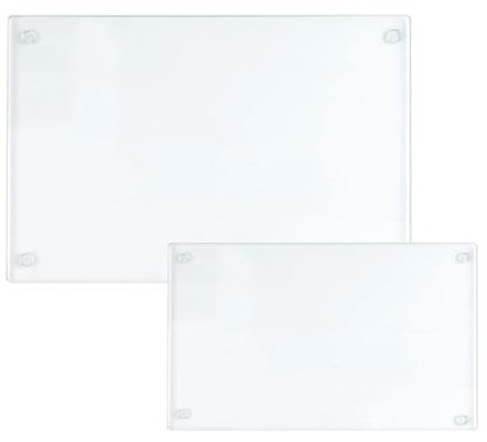 Tagliere in vetro temperato con piedini in gomma, confezione da 2 taglieri in vetro di 2 dimensioni per piano di lavoro della cucina, tagliere rettangolare antiscivolo per cucina, cottura,