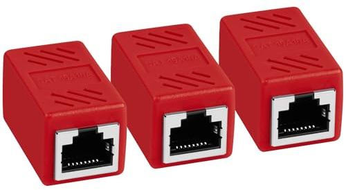 AXFEE RJ45-koppling, 3 stycken Ethernet-anslutning RJ45, Cat7-kontakt, Cat6, Cat5, Cat5e, kompatibel med nätverkskablar hona till hona
