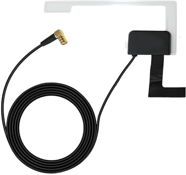 DAB+ Car Radio Aerial, SMB Female Right Angle Connector – 3m Copper Cable Windscreen Mount Replacement Antenna for Digital Stereo Receiver, Durable Auto Adapter for Stable Signal and Clear Sound