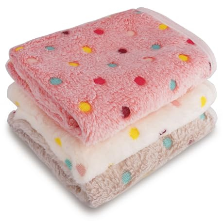 HJYIMYI 3 Piezas Manta para Perros, Mantas para Perros, Manta Suave de Felpa para Perro, Mantas Perro Pequeño, Couverture Chat, Lavable, Estampados y Suaves Punto, para Sofá y Cama Perro (60 × 40cm)