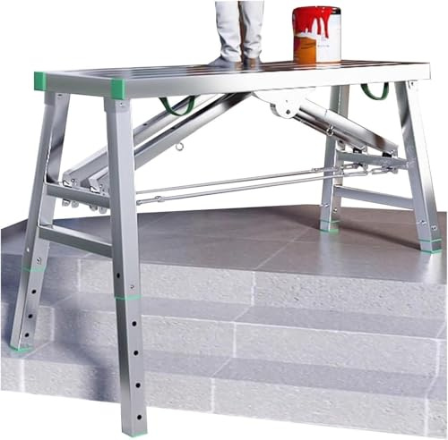 Galvaniserad stege med flera användningsområden Justerbar hopfällbar arbetsplattform i galvaniserat stål(63x11.81x51.18in)