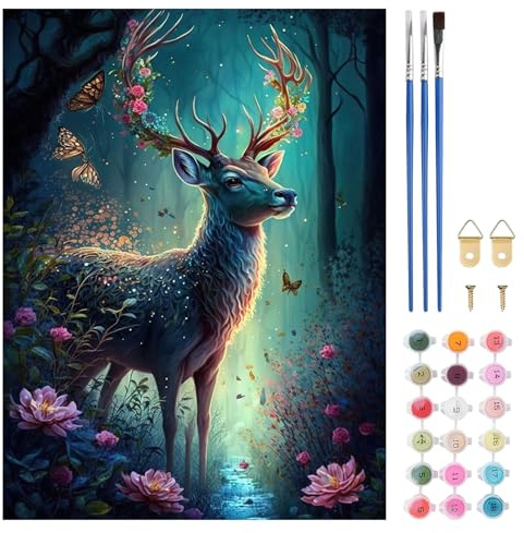 TLIOBLO DIY Sanglier Peinture par Numéros pour Adulte, DIY Animals Peinture pour Adultes Enfants Débutants Facile sur Toile avec Peintures et Pinceaux, Décor Maison Cadeaux 30x40cm